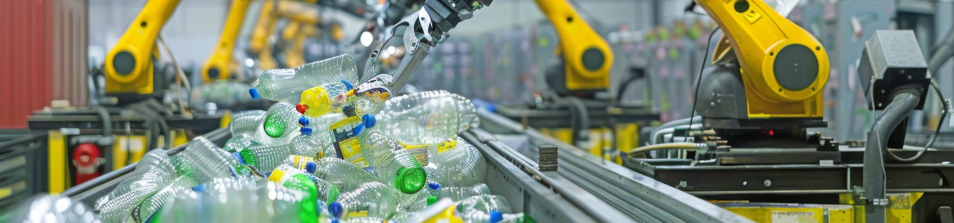 AI Generated Automated recycling facility where robotic arms meticulously sorts recyclables. Intersection of technology and sustainability, efficiency in waste management