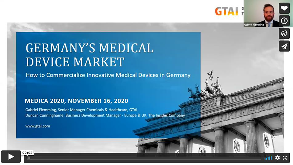 Webinar Stream: Germany's Medical Device Market @ Medica 2020